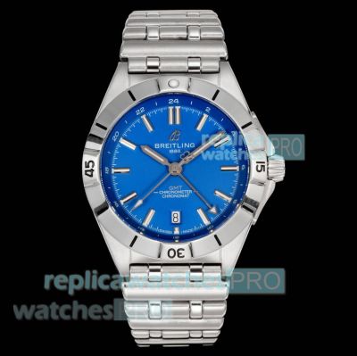 Swiss Clone Breitling Chronomat Automatic GMT Blue Face Stainless Steel Watch 40mm 